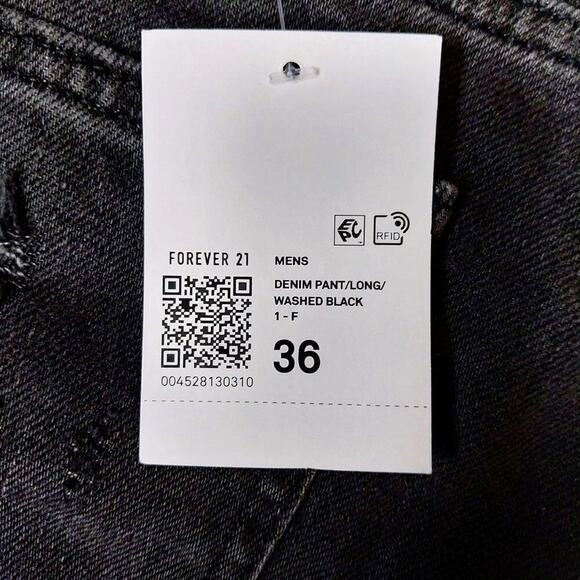 Forever 21 Mens NWT Jeans Size 36 Black Button Fly Distressed Casual - Picture 11 of 13